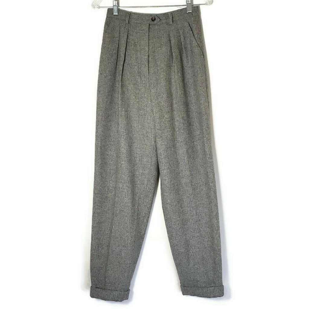 Lauren Rl High Rise Pleated Wool Trousers Size 4